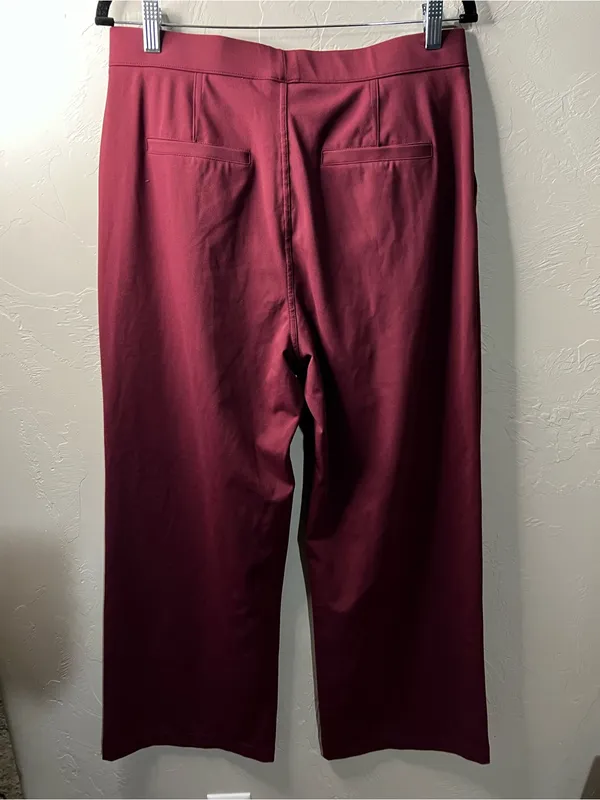 Halara NWT Flex DayStretch Burgundy Pleated Straight Leg High Rise Pants - Image 9