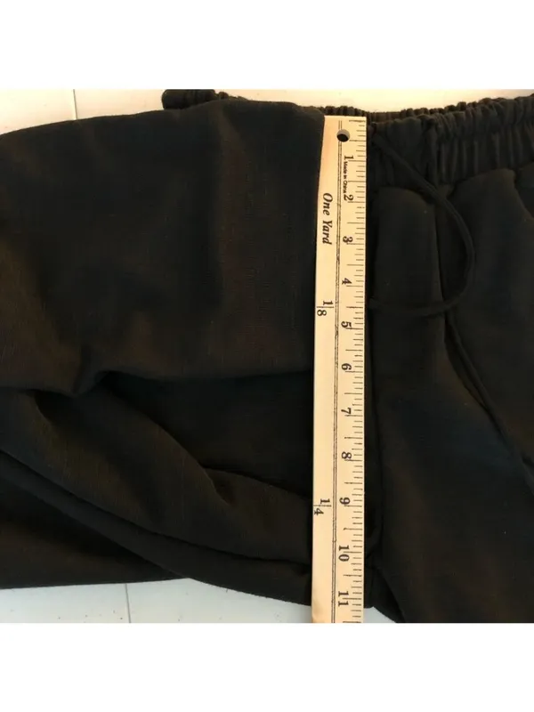 Zara Basic Womens Cropped Pants Black Adjustable Drawstring Waist Slash Pocket S - Image 3