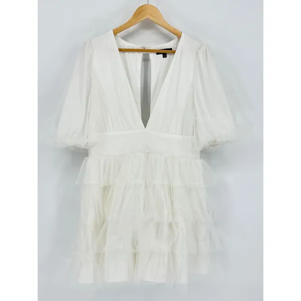 Lulus‎ Symphony of Love White Dotted Tulle Tiered Mini Dress XL Bridal Shower - Image 3