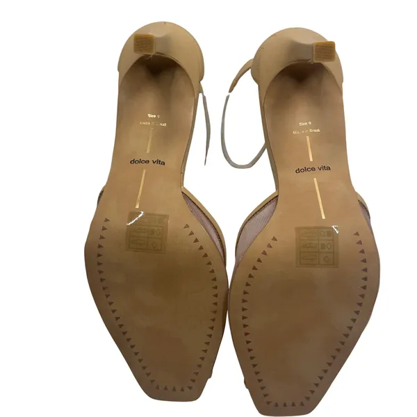 Dolce Vita Serlo‎ Mesh Heels Cafe Mesh Nude Tan Leather Size 9 Stiletto Sandals - Image 4