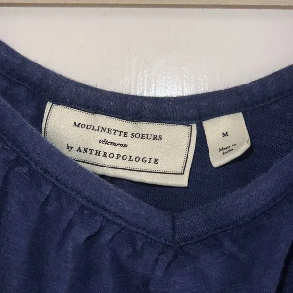 Anthropologie Moulinette Soeurs Embroidered Nautical Navy Sz Medium Top - Image 8