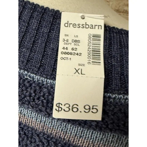 Dress Barn XL‎ Womens Sweater Acrylic Dweater Pull Over NEW Blue Stripe - Image 5