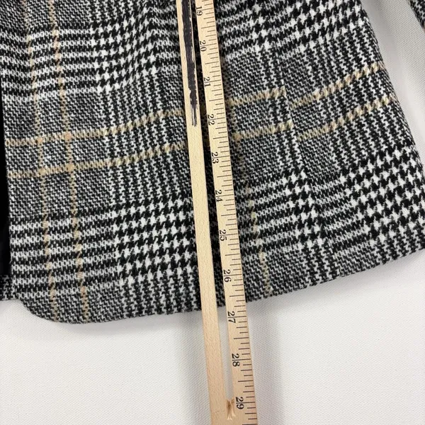Altar'd State Blazer Womens XS Gray Plaid Faux Leather Collar Lined Jacket - Image 4