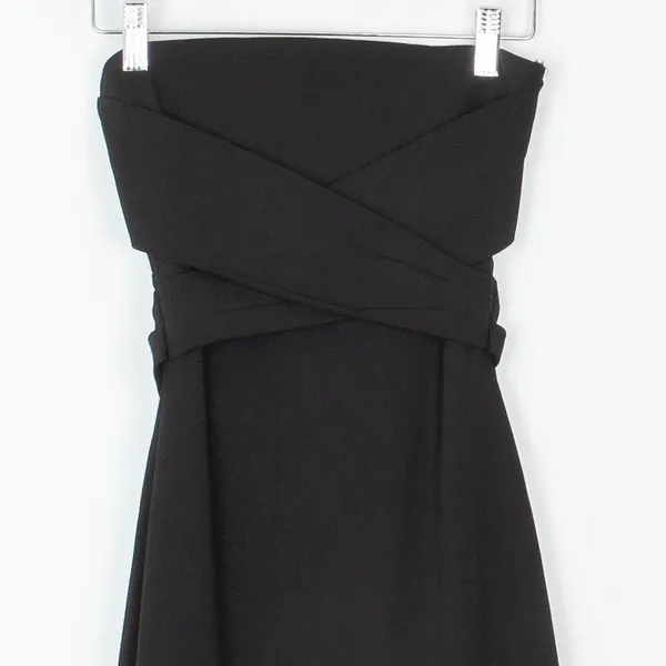 Lulus Womens Evening Maxi Dress XS Black Strapless Crisscross‎ Front Slit - Image 3