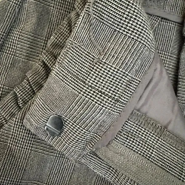 Zara Basic Gray Plaid Ruffle Pockets High Waist Straight Leg Pants SZ S #2010 - Image 9