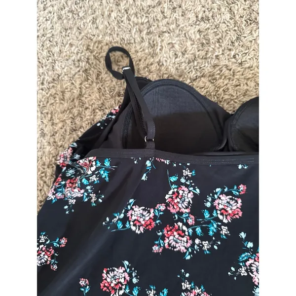 Women's Black Floral Tankini Size Large‎ - Image 5