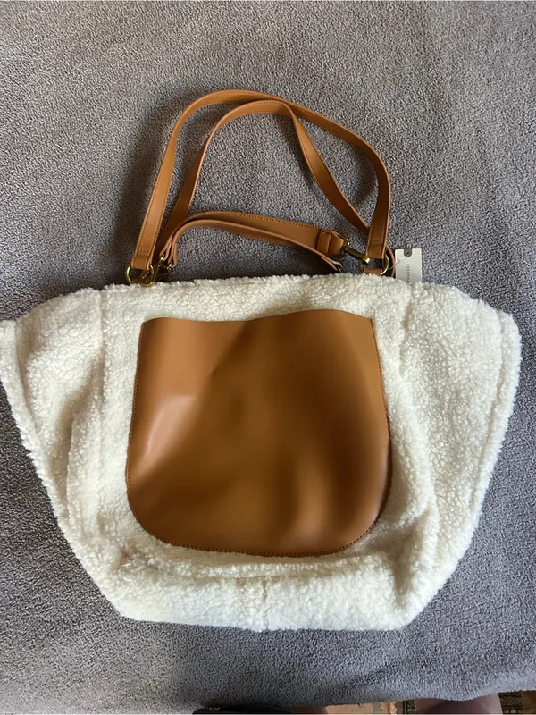 Anthropologie Faux Shearling Tote Bag - Image 4