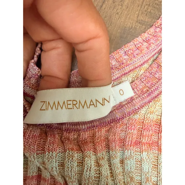 Zimmermann Space Dye Knit Tank Top and Maxi Skirt Set Pink Orange XS 0 - Image 3