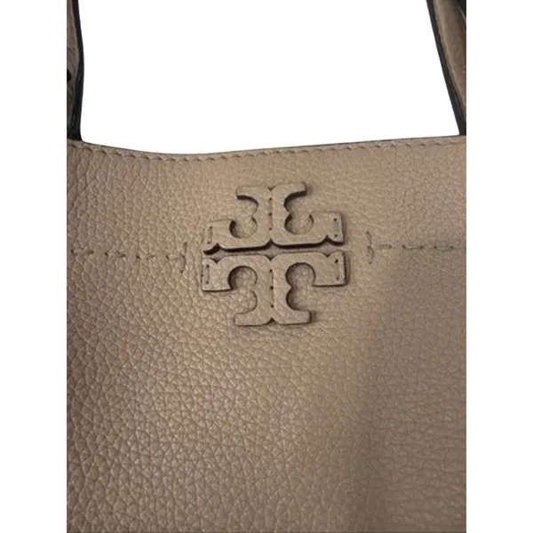 Tory Burch Devon Sand Nude McGraw Triple Compartment Leather Satchel Handbag - Image 6