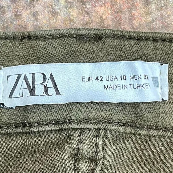 Zara High-Rise Skinny Olive Green Jeans 10 - Image 3