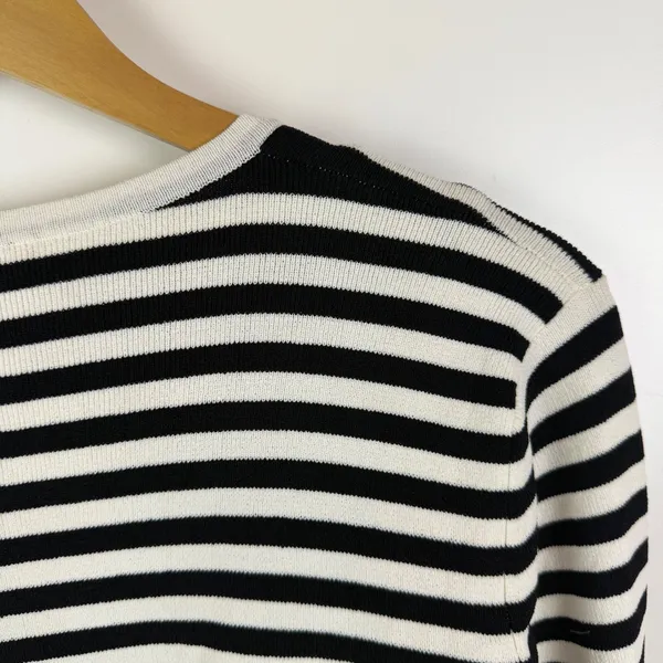 AK Anne Klein Striped Knit Cardigan Sweater Tank Top Set Size L/PL Mod Layering‎ - Image 9