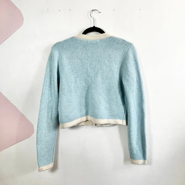 Baby Blue Knit Cardigan Sz Small Preppy Vintage‎ Inspired Retro - Image 3