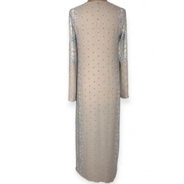 BCBG MaxAzria Kyndal XXS High-Low Maxi Dress Tapestry Long Sleeve Designer Boho - Image 4