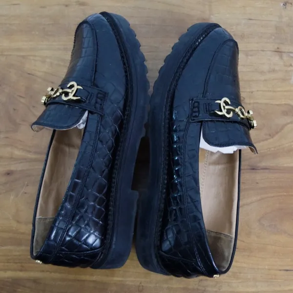 Circus by Sam Edelman Black Crocodile Print Bit Front Loafers Size 10 - Image 4