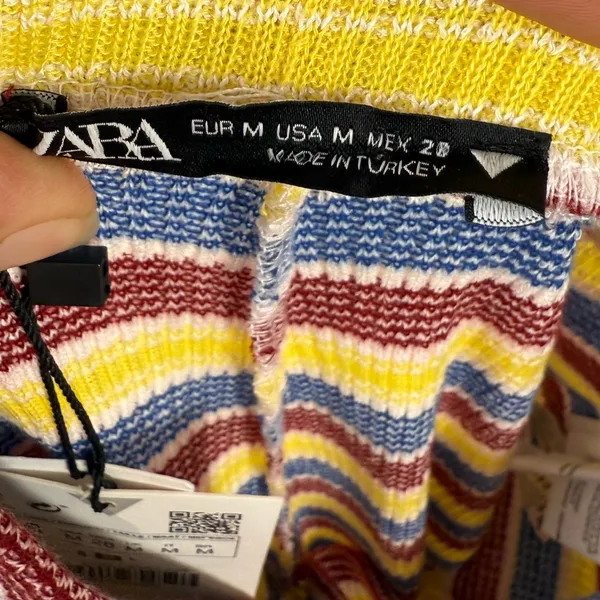 NWT Zara Rib Texture‎ Striped Pull On Flare Pants in Multi Size Medium - Image 7