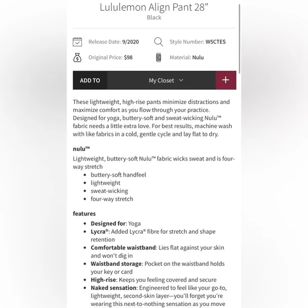 Lululemon Align High Rise Black Leggings Size 4 - Image 4