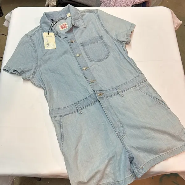 Levi's Heritage Denim Romper‎ Shortsleeve Light Blue 100% Cotton C46 - Image 5