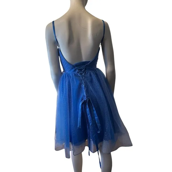 Beautiful Fit & Flare Tulle and Glitter Dress Periwinkle Blue 0 NWOT - Image 3