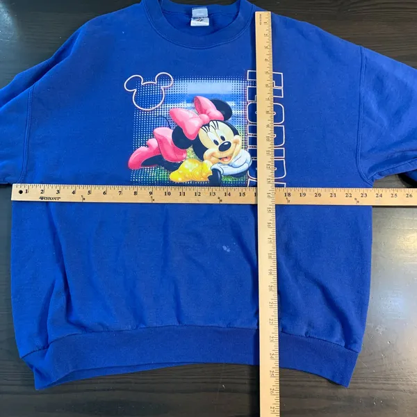 Vtg Disney Minnie‎ Mouse Florida Graphic Sweatshirt Blue Crewneck Adult Large - Image 7
