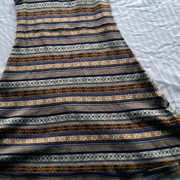 Free People Mini Sweater Dress Gray Fair Isle Nordic Tunic Wool Blend Sz Medium - Image 4