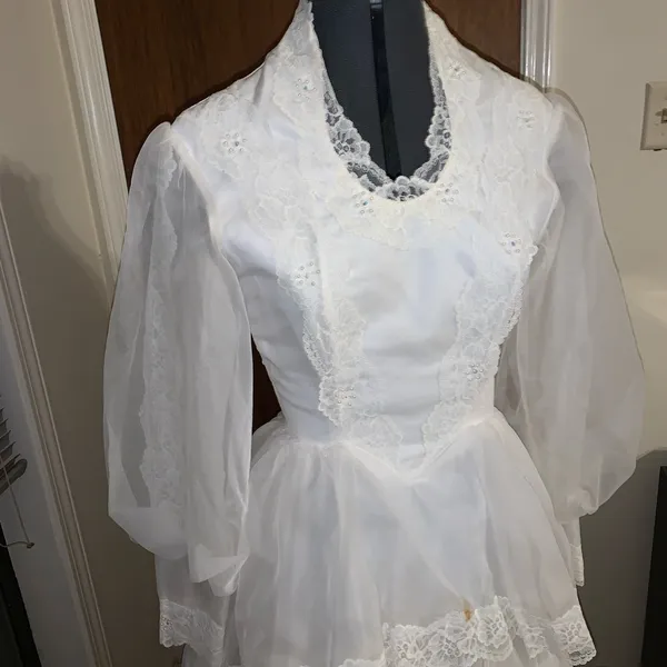 70s Prairie wedding dress White - Image 5