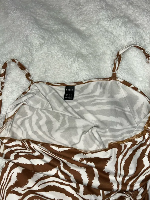 SheIn Brown and White Zebra Print Dress With Drawstring - Image 12