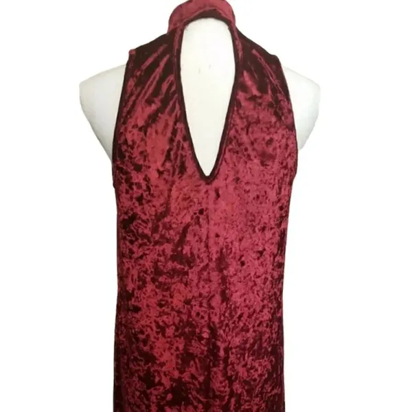 Altar’d State Burgundy Red Crushed Velvet Choker Dress Size Medium - Image 5