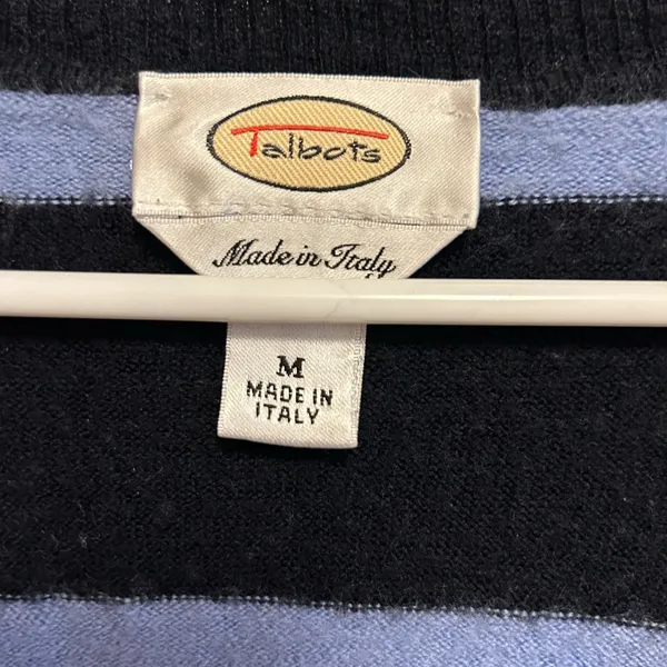 Talbots Merino Wool Striped V Neck‎ Sweater Size Medium - Image 4