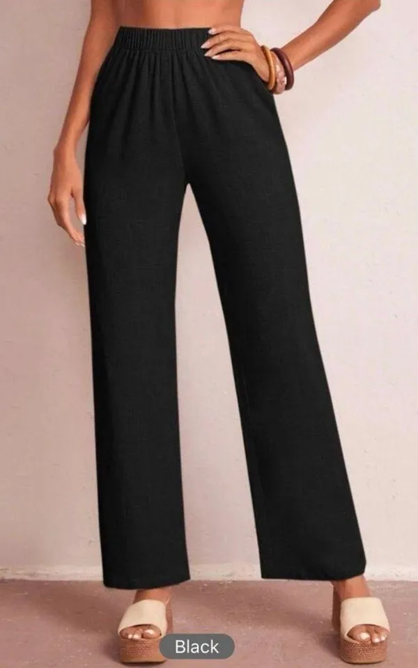 SheIn Solid Black Elastic Loose Pants - Image 2