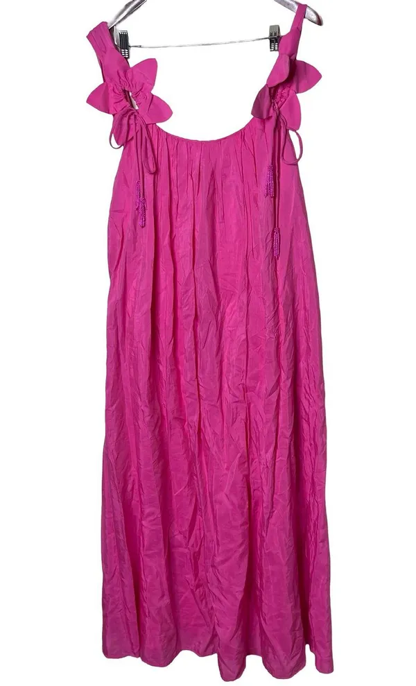 NWT Farm Rio Sleeveless Floral Straps Midi Dress in Pink sz L - Image 2