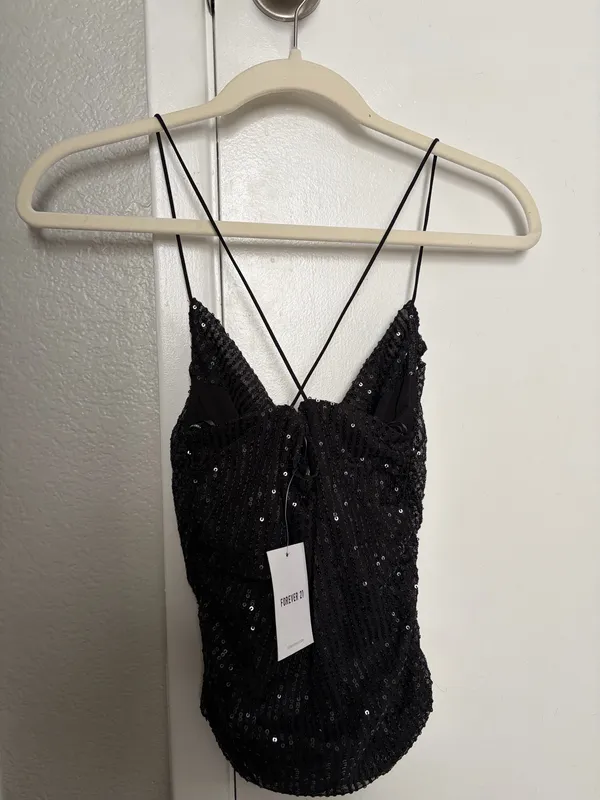 Forever 21 Sequin Top Black Tank Small - Image 2