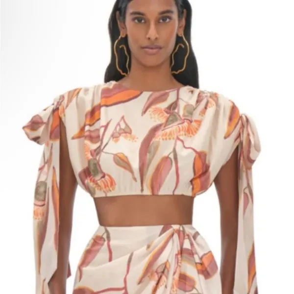 Andrea Iyamah Halima Cropped Top Eucalyptus‎ Print NWT Size Small - Image 2