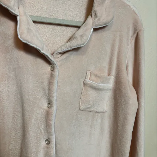House of Harlow 1960 Rose Velour‎ Knit Pajama Top Women's Medium Pink - Image 5