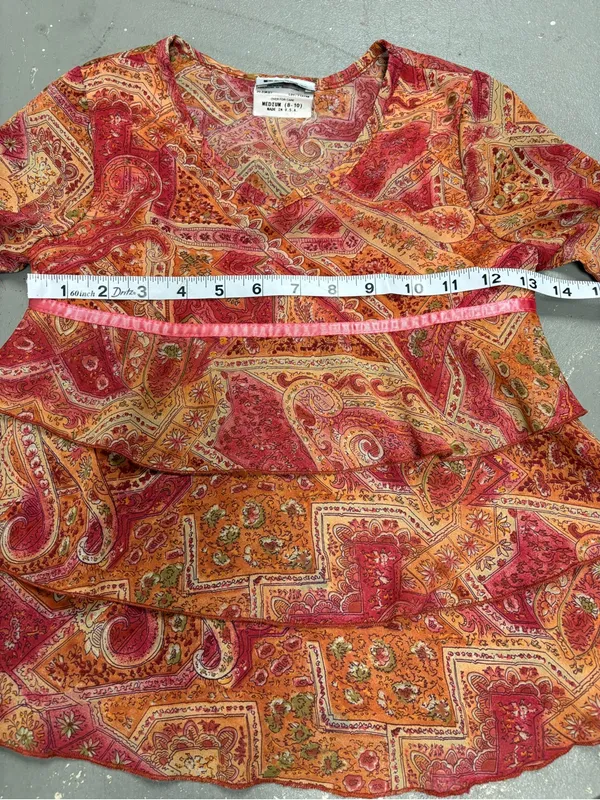 Philly California 90s Y2K Vintage Fairy Core Tiered Red Orange Womens Medium - Image 5