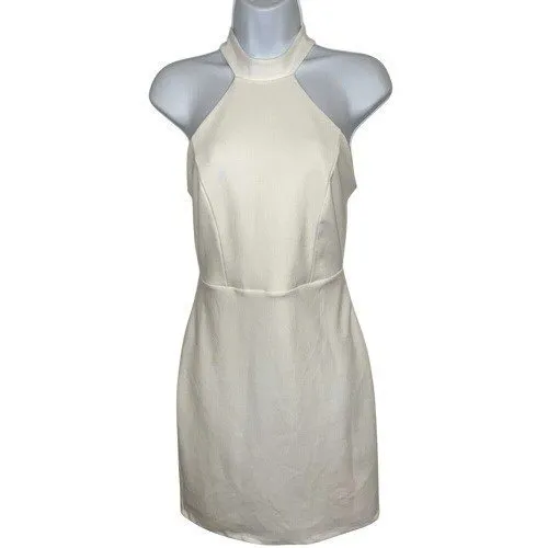 OLIA Gorgeous White High Neck Halter Open Back Mini‎ Dress EUC Size Small - Image 2