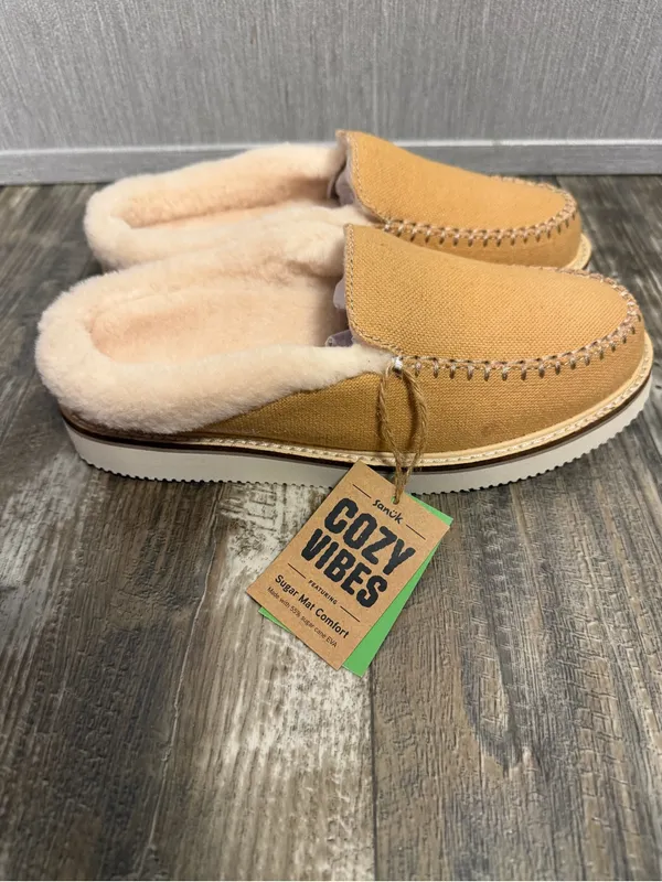Sanuk Women's Tan Canvas Shearling-Lined Mules Size 6 - Image 8