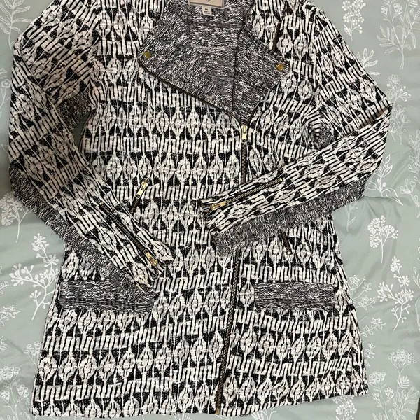 Lucky Brand Long Knit Moto Sweater Jacket Cardigan Size M - Image 12