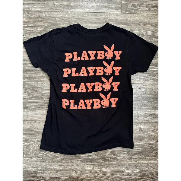 Playboy Women's Crew Neck T-Shirt with Red Logo Bunny Medium - Image 5