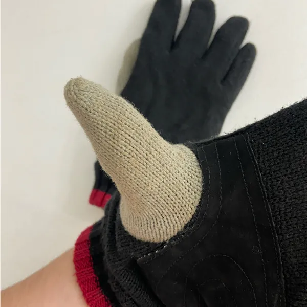 GAP adult‎ black gray red connectable double lined thick soft warm knit gloves - Image 3