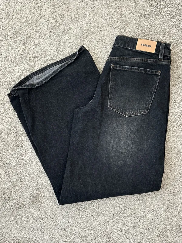 RSQ Low Rise Baggy Wide Leg Jeans In Washed BLACK Sz. 27 - Image 8