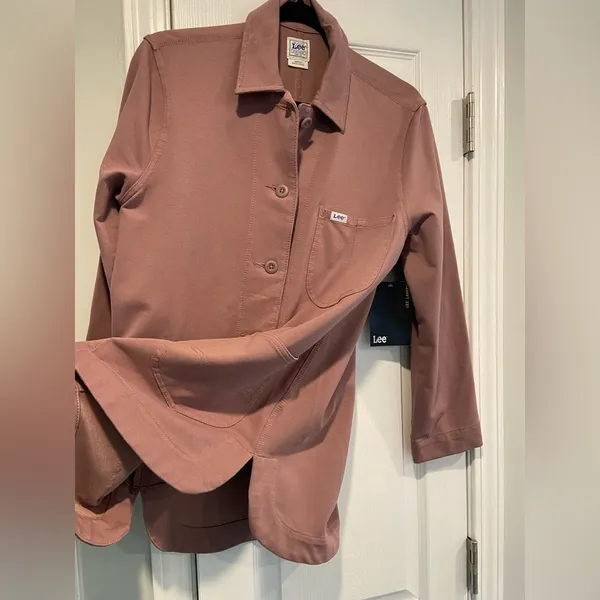 NWT Lee Layers Size XS Mauve Long Sleeve Button Front Collared Shacket Shirt - Image 9