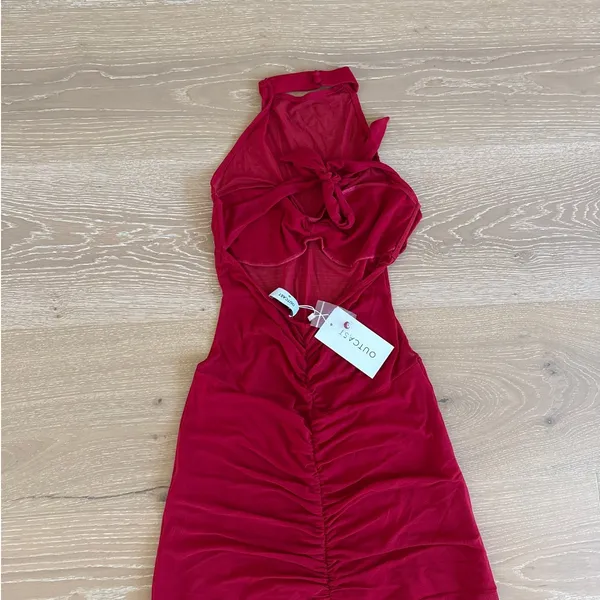 Outcast Clothing Maxi Dress Halter Neck Zerra Size M Red - Image 5