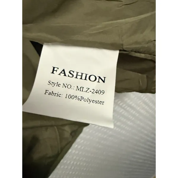 Fashion Olive Green Funnel Neck Button Up Windbreaker Jacket MLZ-2409 Small - Image 7