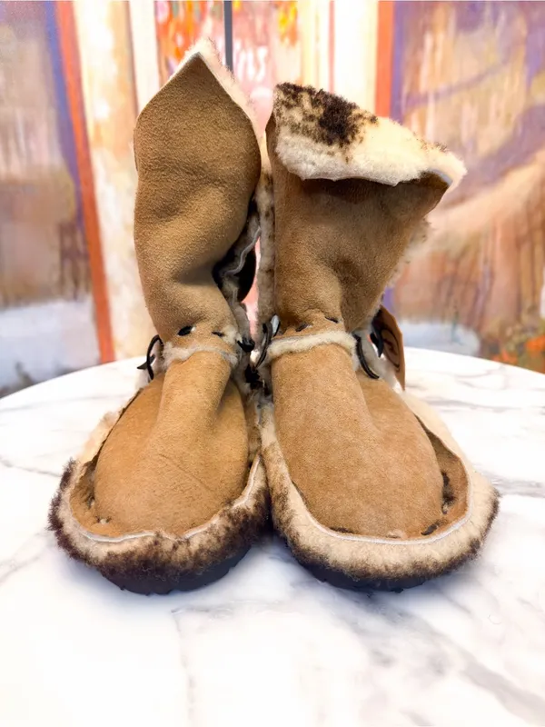 Malibu Cowboy Leather Shearling Handmade Boots Brown Size 7 NWT - Image 3