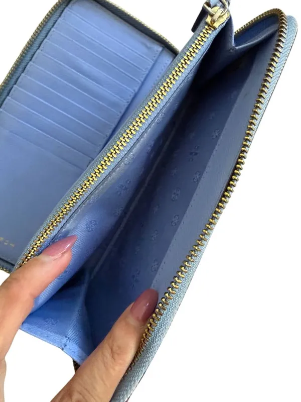 TORY BURCH Periwinkle Leather Zip Clutch Wallet - Image 4