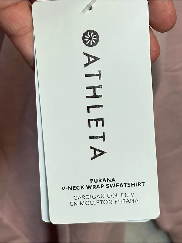 Athleta Purana V-Neck Wrap Sweatshirt Pink Size Large NWT $89 - Image 12
