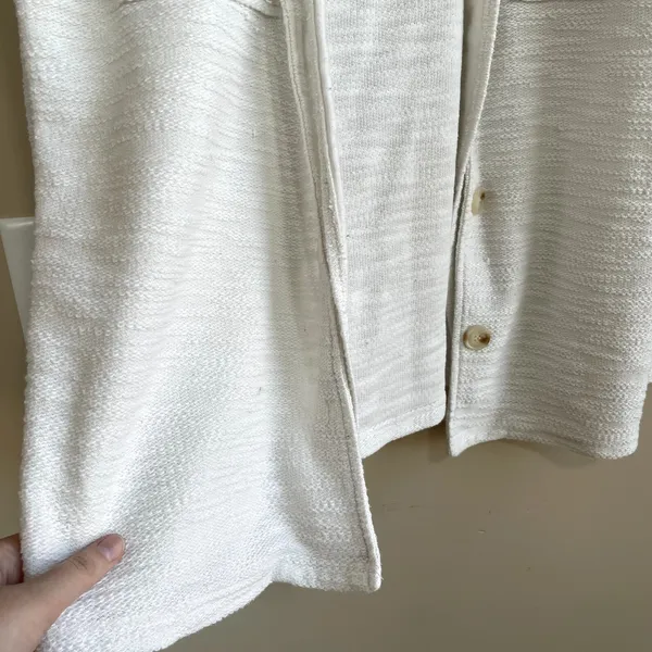 Anthropologie hem & thread white button front cardigan sweater women's L‎ knit - Image 4
