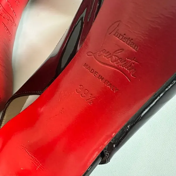 Christian Louboutin Altadama 100 Burgundy Slingback Peep Toe Patent Pump Sz 39.5 - Image 11