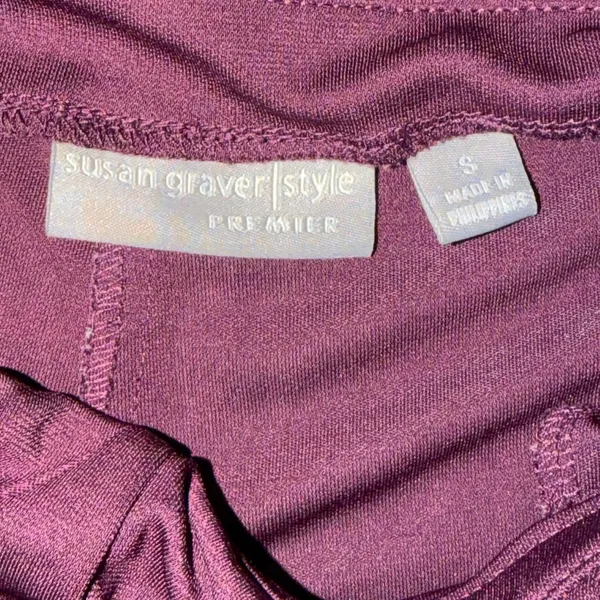 Susan Graver Size Small Burgundy Premier Knit Pull On Wide Leg Pants Pockets - Image 6