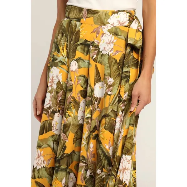 Lulus NWT Away 2 the Islands S Marigold Tropical Wrap Maxi Skirt Resort Vacation - Image 2